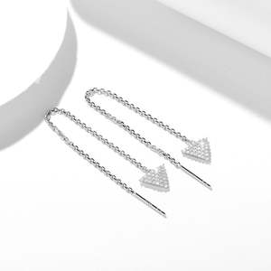 Boucles d'oreilles pendantes Ruizan Fashion en moissanite triangulaire avec argent sterling pour les soirées - Product Image 1