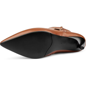 Usine en gros hiver noir femmes en <span class=keywords><strong>cuir</strong></span> talons bas bout pointu fermeture éclair latérale court <span class=keywords><strong>bottines</strong></span> bottes chaussures - Product Image 4