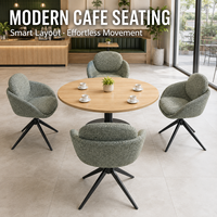 Chaise de salle à manger pivotante à dossier en pétales, dossier double couche, revêtement en lin, base pivotante en métal, restaurant, café, salon de thé