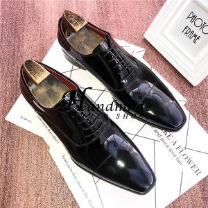 Nuevos zapatos Oxford formales para hombre con parte superior de cuero brillante y cordones, zapatos de boda con punta en punta de cuero genuino para el novio - Product Image 4
