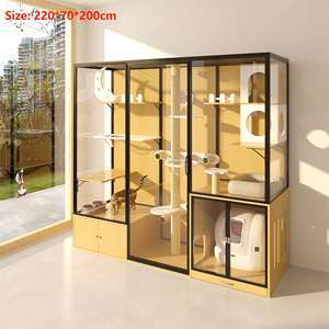 Nouvelle conception 2026, prix d'usine, mobilier de luxe pour animaux de compagnie, cage pour chat, bois massif, verre trempé, villa respirante pour chat, maison pour chat - Product Image 5