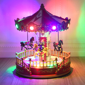Mini giáng sinh Light-Up âm nhạc hộp Carousel nhựa tinh tế món quà giáng sinh với âm nhạc-nhà máy bán buôn - Product Image 2