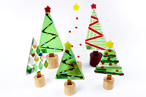 Artisan Fused Glass Xmas <b>Tree</b> Ornament Handmade Festive Holiday Wall & <b>Tabletop</b> Decor Piece - Product Image 5