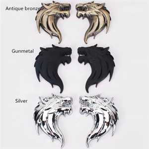 Emblema Auto 3D <span class=keywords><strong>Lupo</strong></span> in Lega di Zinco Senza Smalto, Finitura Bronzo Anticato, Argento, Grigio Canna di Fucile - Product Image 2