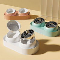 Vente en gros de bols doubles en céramique inclinés pour chats, protection du cou, anti-vomissement, distributeur de nourriture et d'eau surélevé pour chats et chatons