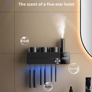 Sterilizzatore per Spazzolini da Denti a Parete - Doppia Funzione di Sterilizzazione e Asciugatura. Scaffale portaoggetti per lavabo da bagno. - Product Image 4