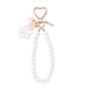 Hot <b>Sale</b> Alloy Enamel Cute Flower Keychain Letter Chain Charms Pendant Key Chains Pearl Chain Bag Decoration Keychain - Product Image 5