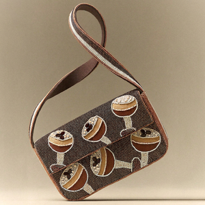 Sac à main rectangulaire artisanal de qualité supérieure avec motif de verre à vin, artisanat textile, toile de coton écologique et durable - Product Image 1