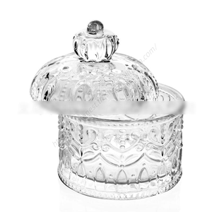 Venta al por Mayor de Recipientes de Vidrio Transparente WHY79 para Almacenamiento de Alimentos con Tapa, Botella con Diseño de Corona - Product Image 1