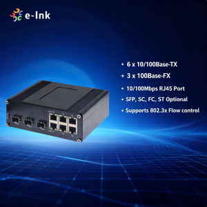 Commutateur Ethernet rapide industriel 6 ports avec <span class=keywords><strong>3</strong></span> ports fibre 100 Mbps Boîtier en aluminium Conception robuste Large plage de tension d'entrée 12-48 VDC - Product Image 4