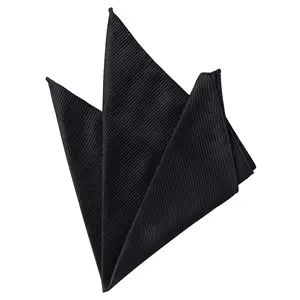 Mouchoir en Jacquard 100% microfibre, mouchoir Hanky solide noir épais à rayures sergé Design élégant finition mouchoir