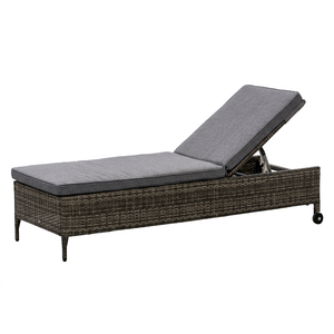Chaise longue moderne en rotin PE avec dossier réglable et coussin en polyester, mobilier de jardin contemporain pour l'extérieur - Product Image 1