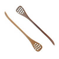 Cuchara de Madera para Miel BAMBUS Chic - Diseño Creativo de Panal Hueco, Agitador de Madera de Haya de Mango Largo para Servir Jarabes en Tarros