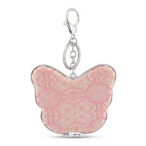 Espejo compacto con forma de mariposa, llavero con espejo de maquillaje de doble cara con cubierta de tela de brocado, portátil para mujeres y niñas - Product Image 3