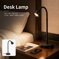 Lámpara de Escritorio con Brazo Flexible, Control Táctil, 3.5W, 3 CCT, Regulable, para Mesa de Noche, Oficina, Luz de Trabajo