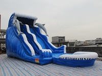 Toboggan aquatique gonflable en forme de dauphin avec piscine, prix d'usine, grands toboggans aquatiques Justfun à vendre