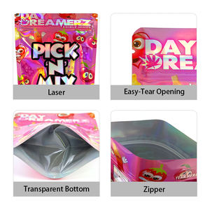 Sacs Mylar personnalisés à impression numérique holographique, refermables, anti-odeur, autoportants, 3,5g 7g 14g 28g 1oz pour l'emballage de bonbons comestibles - Product Image 5