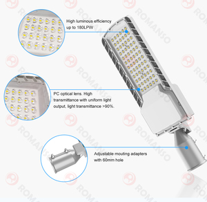 ROMANSO <b>LED</b> Street <b>Light</b> 5000K Daylight Aluminum Alloy IP67 5-Year Warranty 180lm/w Type III Outdoor Lighting - Product Image 6