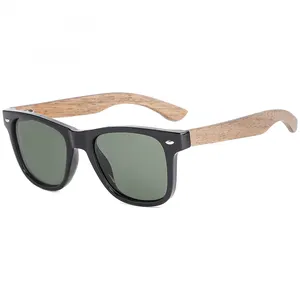2024 Nuevas gafas de sol de madera de moda Gafas de sol clásicas de alta calidad con logotipo personalizado Gafas de Sol de diseñador de bambú natural para hombres