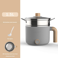 Marmite Électrique Compacte 1,8L 600W pour Maison, Hôtel, Extérieur et Usage Commercial, Revêtement Antiadhésif PP, Couvercle en Verre Trempé, Efficacité Énergétique A+