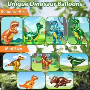 Kit de Décorations de Fête sur le Thème des Dinosaures Ballons en Aluminium Dinosaures Bannière JOYEUX <span class=keywords><strong>ANNIVERSAIRE</strong></span> Décorations de Gâteau Assiettes Rideaux <span class=keywords><strong>Nappe</strong></span> - Product Image 4