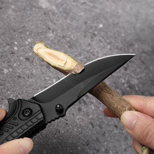 Cuchillo Plegable de Supervivencia para Caza al Aire Libre con Mango de Acero Negro Personalizado, Venta al Por Mayor HL - Product Image 5