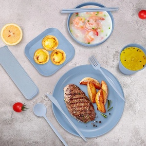 Ensemble de vaisselle en paille de blé écologique de 36 pièces, bols à ramen, vaisselle incassable et réutilisable, en stock - Product Image 3