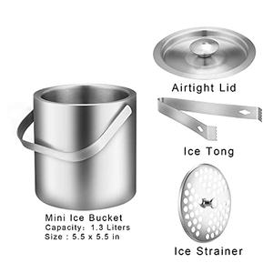Seau à glace en acier inoxydable de luxe moderne avec couvercle, personnalisable avec logo, pour usine – Fournisseurs - Product Image 5
