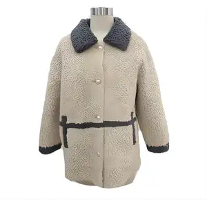 Customized Wholesale Double Face Bonded Luxury ODM/OEM Suedette Lamb Fur Jacket Winter Warm Windproof Women's Coat