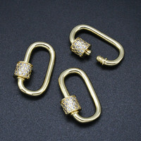 Fermoir mousqueton ovale plaqué or avec zircon, boucle de connexion en cuivre pour la fabrication de colliers