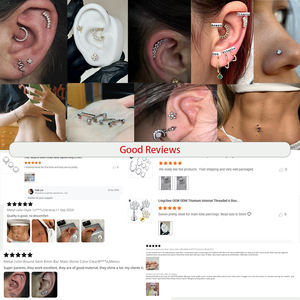 Lingchee 14G 8mm titane interne fileté banane incurvé haltère cristal gemme sourcil <span class=keywords><strong>vagin</strong></span> génital Piercing bijoux de corps - Product Image 6