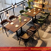 Ensemble de meubles de restaurant vintage en PU, table et chaises pour restaurant, bar, salon de thé, snack-bars, ensemble personnalisable pour 4 personnes