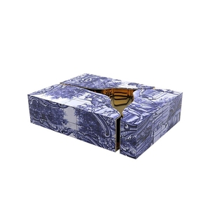 Mesa de centro Rectangular de lujo contemporánea, diseño clásico pintado a mano azul, nuevo marco moderno de acero inoxidable dorado, <span class=keywords><strong>Metal</strong></span> - Product Image 3