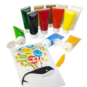 KHY 60ML Painting 1Oz Paints Tube Non-Toxic Kid Acrylic Finger Set Colour Handprint Kit For Wood Children 500ML Washable Paint