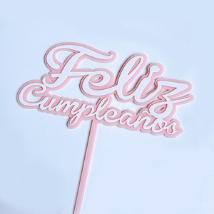 ท็อปเปอร์เค้กอะคริลิค รูปน้ำผึ้งและน้ำตาลหวาน  Feliz Cumpleaos  ตกแต่งเค้กวันเกิดหลากสี - Product Image 3
