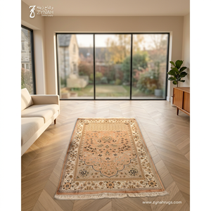Alfombra de Oración de Viaje Veil Serenity, Seda Pura, Jacquard, Pelo Alto, Lavable, Estilo Persa Moderno, Patrón de Tejido Sutil - Product Image 4