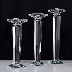 High Quality Handmade Modern <strong>Hurricane</strong> 3-Pillar K9 Crystal Glass <strong>Candle</strong> Holder Set Wedding &amp; Valentine's Day Gift - Product Image 2