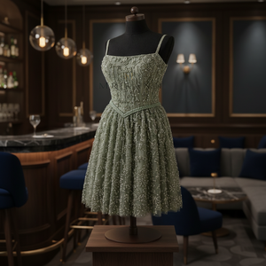 Vestido Largo de Organza Moderno para Mujer con Cristales de Lujo Hechos a Mano, Elegante Vestido de Noche para Banquetes, Recepciones y Eventos - Product Image 1