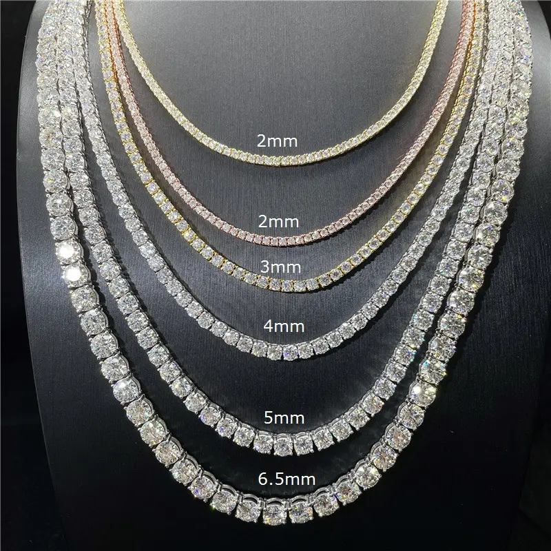 gra vvs cluster wholesale round cut 2.5mm 5mm 4mm bracelet 3mm 925 sterling silver necklace moissanite tennis chain sparkle