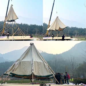 Tienda <span class=keywords><strong>de</strong></span> Campaña Tipi India Prefabricada, Tienda <span class=keywords><strong>de</strong></span> Campaña Piramidal <span class=keywords><strong>de</strong></span> Lujo Personalizada para Glamping al Aire Libre, Impermeable, para Eventos, Fiestas, Bodas, Navegación, 4 Estaciones - Product Image 4