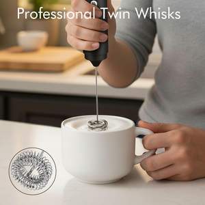 <span class=keywords><strong>Mousseur</strong></span> à lait rechargeable en acier inoxydable 2-en-1 avec fouet à double ressort pour Cappuccino, Latte, Macchiato, Matcha, Chocolat Chaud - Product Image 3