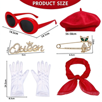 Meilleures ventes : Kit béret français multicolore, lunettes de soleil ovales, écharpe en mousseline, gants blancs, broche pour femme, style rétro parisien, fête, cosplay