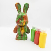 Populaire blanc 23cm fluide lapin jouet enfants créatif Graffiti cadeau inachevé fluide ours lapin Figurines avec tirelire