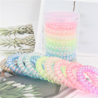 Benutzer definierte 9 teile/satz Candy Farbe elastischen Haarring Kunststoff Gummi Haar gummis Telefon Draht Harz Haar gummis