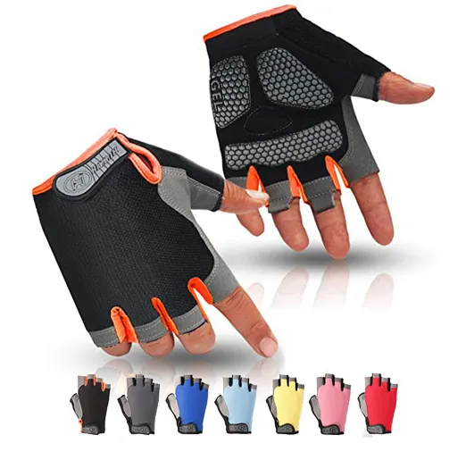 Fashion Unisex Mountain Bike Half Finger Biking Cycling Fitness Anti Slip Shock Absorbing Gel Pad Breathable Cycle Racing Gloves