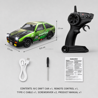 Voiture RC de drift 4x4 à l'échelle 1/64, haute vitesse, 2,4 GHz, mini voiture télécommandée avec lumières LED, jeux de bureau pour garçons et enfants