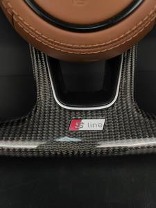 Volant en fibre de carbone personnalisé avec cuir perforé marron et palettes de changement de vitesse <span class=keywords><strong>S</strong></span>-line pour <span class=keywords><strong>Audi</strong></span> A3/A4/A5/A6/A7/Q5/Q7/Q8/A8 - Product Image 3