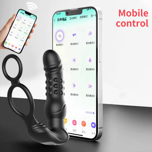 Afstandsbedienbare prostaatmassager & anale butt plug met vergrendelring, siliconen + ABS, waterdicht, vaginaal & penisaanbrengstuk - Product Image 2
