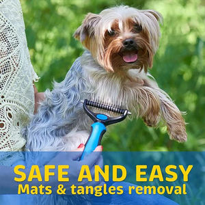 2025 Eco-Friendly Plastic 2-Side Dematting Tool Small Animals Grooming Brush Shedding <b>Undercoat</b> <b>Rake</b> Hair Removal - Product Image 3