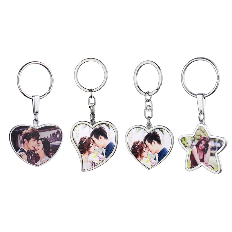 Wholesale Custom Blank Star Heart Metal DIY Double Sided Mini Album Keychains for Couples to Record Wonderful Moments Keychains